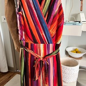 Vibrant Striped Wrap Dress